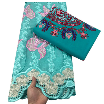 Tissu africain en dentelle de Voile suisse, 2.5 + 3 yards, véritable cire pour coudre une robe de soirée, nouvel arrivage