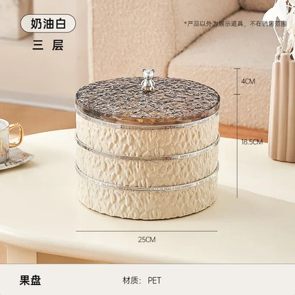 Boîte à snacks transparente multicouche, anti-poussière, acrylique, fruits secs, boîte de rangement pour bonbons et noix, salon moderne, conteneur solaire