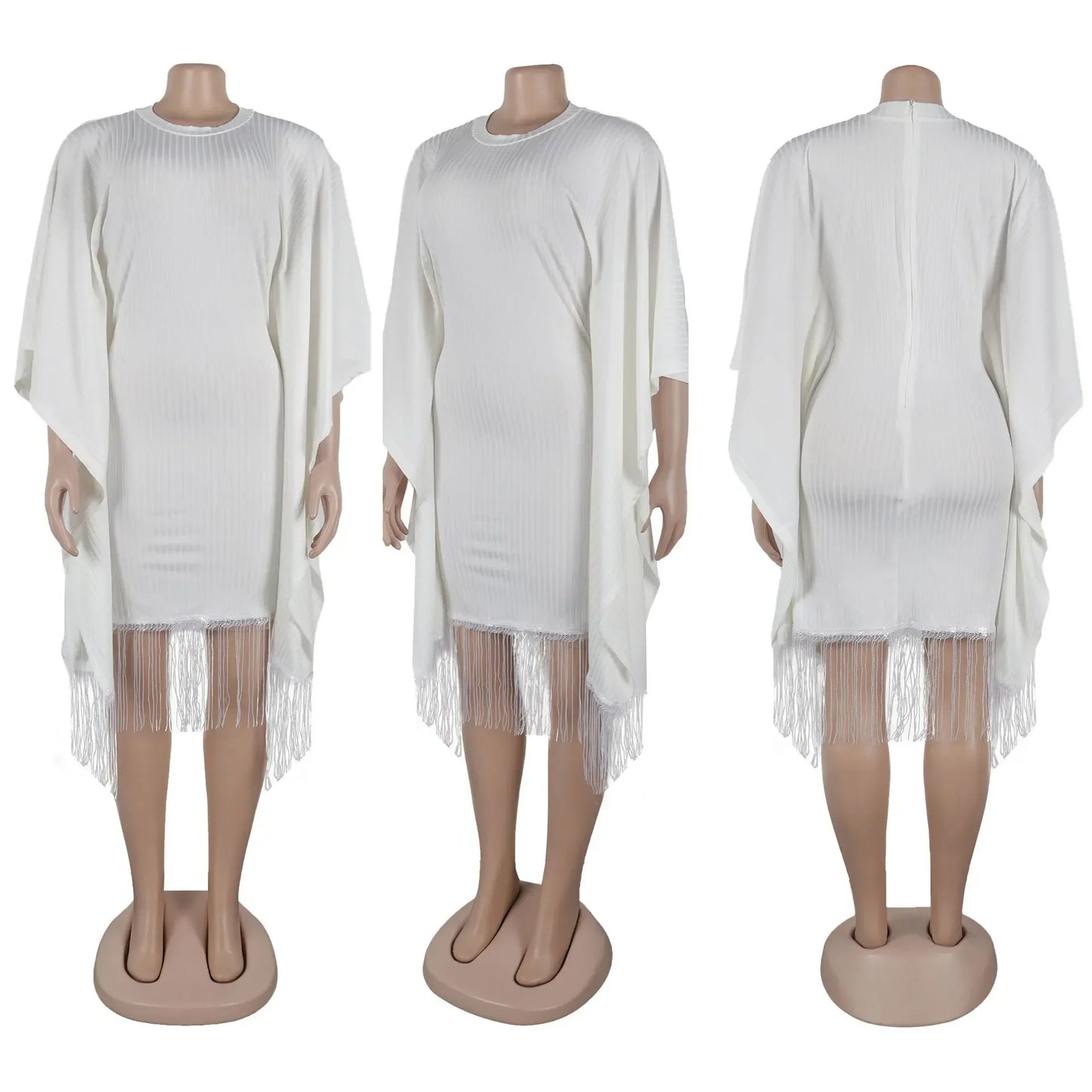 Robe mi-longue à pampilles en polyester à manches 3/4 pour femmes, tenues africaines élégantes, vêtements africains