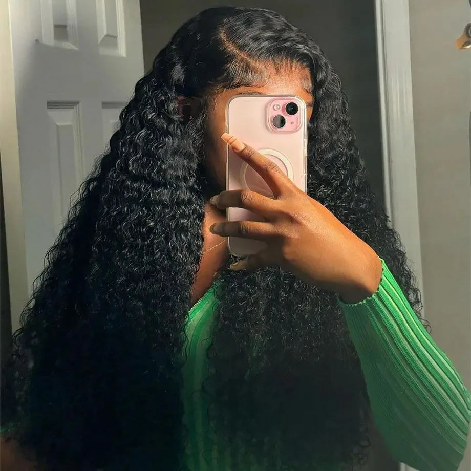 Perruque Lace Closure Wig sans colle bouclée, cheveux naturels, Deep Wave, HD, 13x6, pre-à-porter, densité 200