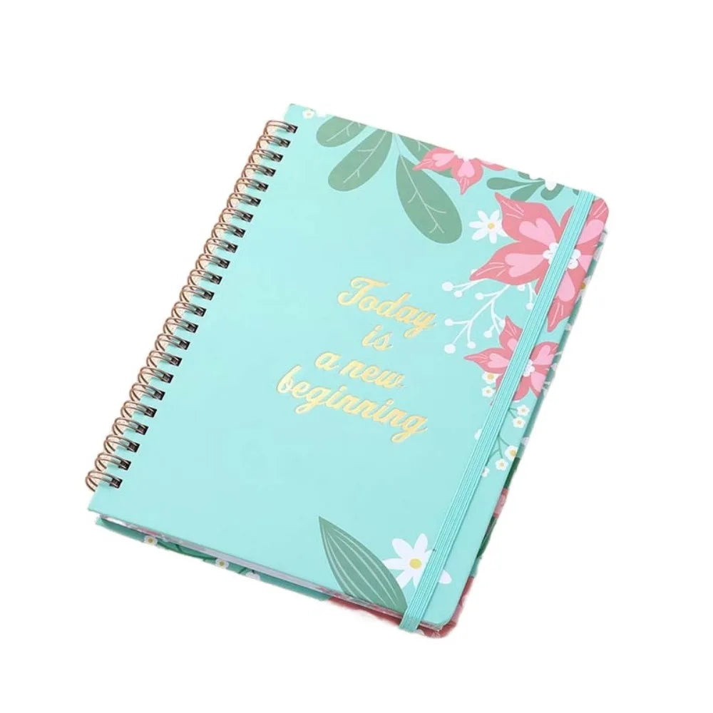 80 feuilles A5 bloc-notes anglais liste de choses à faire impression florale bobine cahier Portable gestion du temps calendrier planificateur bloc-notes