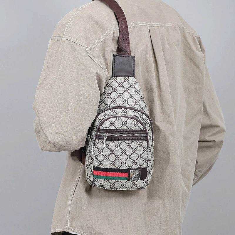 Sac messager multifonction pour hommes, sacs de poitrine en tissu à bandoulière, sac à main décontracté avec trou pour écouteurs