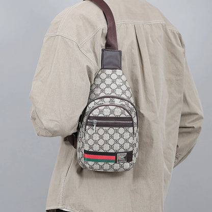 Sac messager multifonction pour hommes, sacs de poitrine en tissu à bandoulière, sac à main décontracté avec trou pour écouteurs