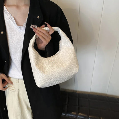 Femmes classique mode tissé en relief Hobo souple en cuir PU petit sac à bandoulière à poignée supérieure décontracté sacs à main quotidiens