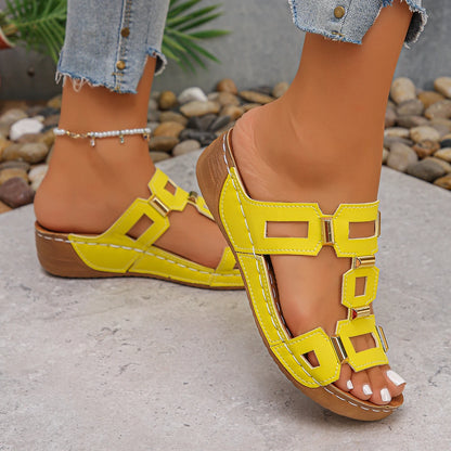 Sandales de Style romain de grande taille pour femmes, pantoufles de plage à bout ouvert, chaussures d'été confortables à enfiler pour l'extérieur