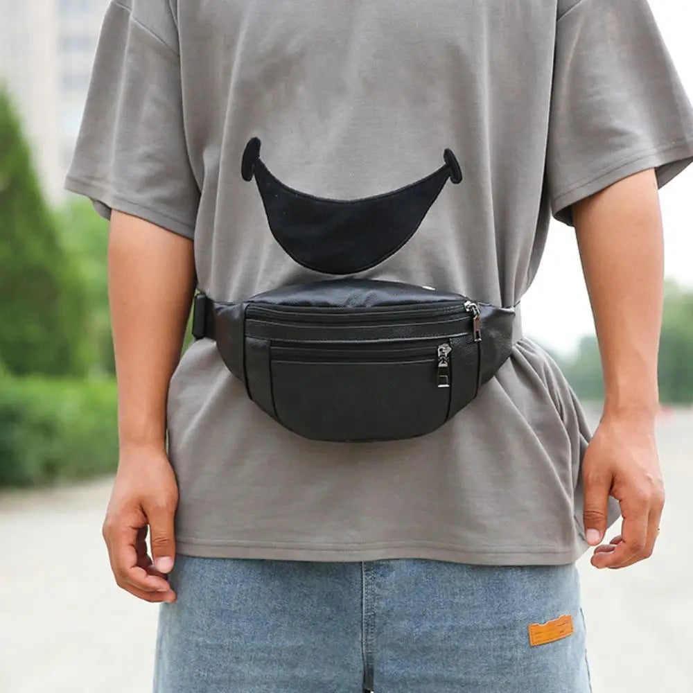 Sac de taille multifonctionnel en cuir pour homme, sacs à bandoulière de luxe, sac de voyage, sac de sport étanche, portefeuilles d'argent, extérieur, affaires