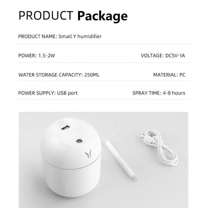 Mini humidificateur d'air USB, diffuseur d'huiles essentielles d'arôme pour la maison et la voiture, brumisateur muet à ultrasons, lampe de document LED, 250ml