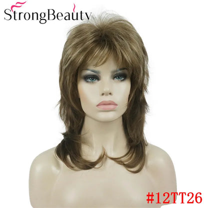 Perruque synthétique ondulée mi-longue pour femmes, cheveux naturels, sans capuchon