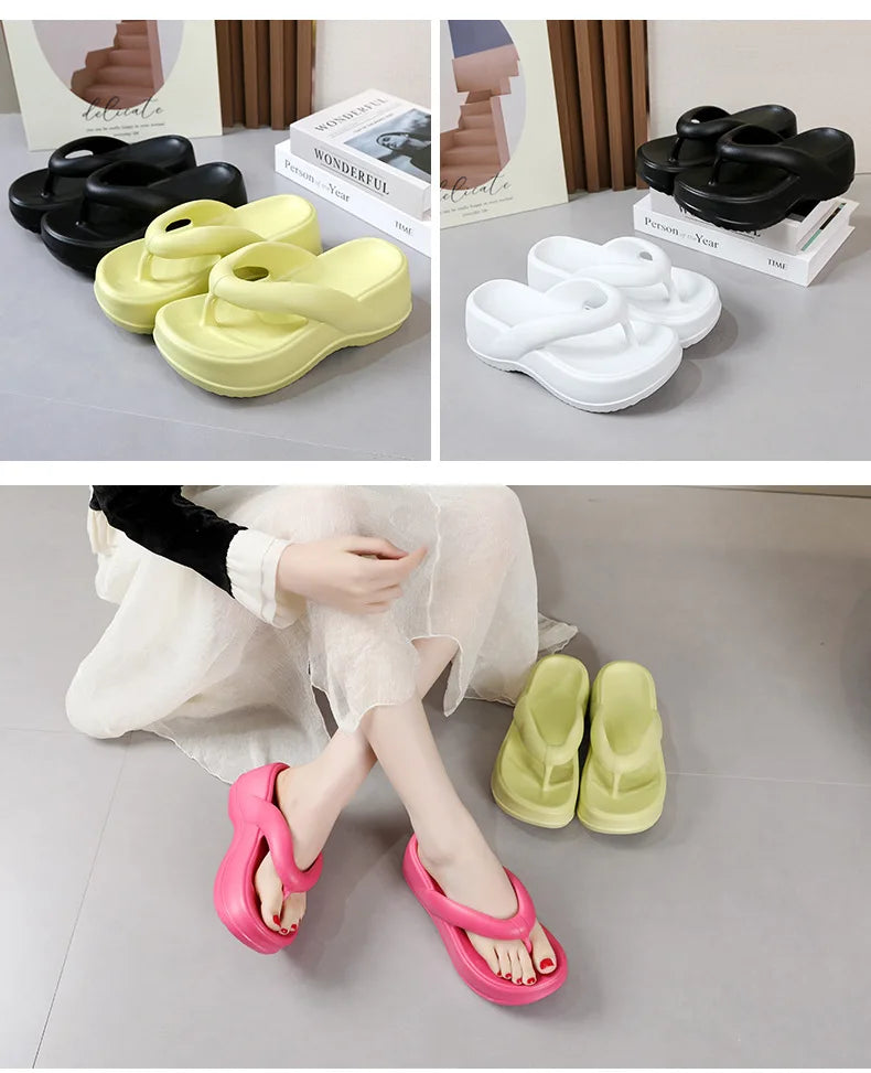 Eyriphy – tongs à plateforme pour femmes, sandales d'été à fond épais, pantoufles de plage en plein air, salle de bain, chaussures de maison, confortables, semelle souple