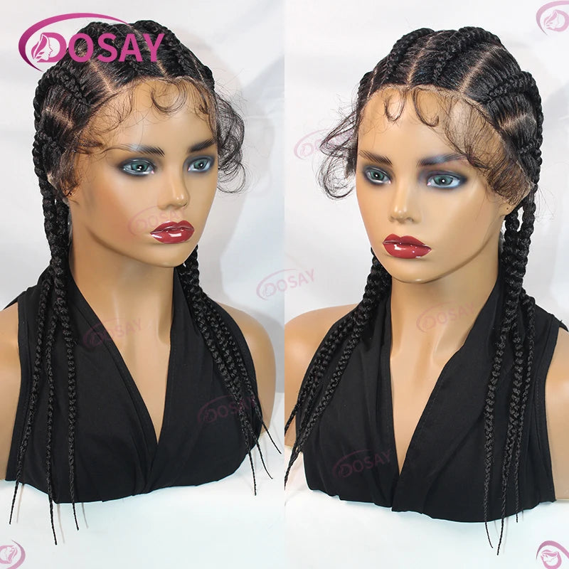 Perruques tressées sans colle synthétique pleine dentelle avant perruque tresse africaine sans noeud boîte tresses 20 "femmes perruques pour femmes perruques tressées