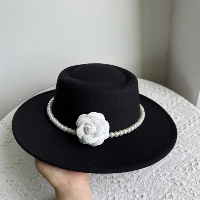 Chapeau Fedora de Style français pour femmes, chapeau en feutre à bord large de 10CM, Derby d'hiver et d'automne, chapeaux de Jazz de mariage