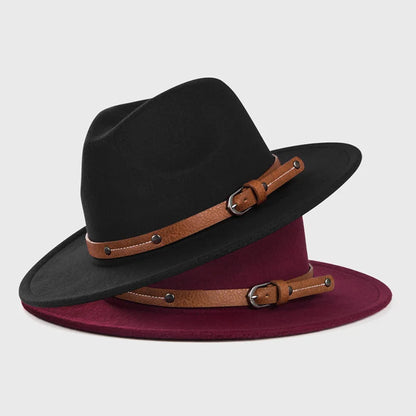 Chapeau Fedora en laine pour hommes et femmes, casquette de Jazz à large bord, Imitation laine, chapeau britannique en feutre d'église, automne hiver