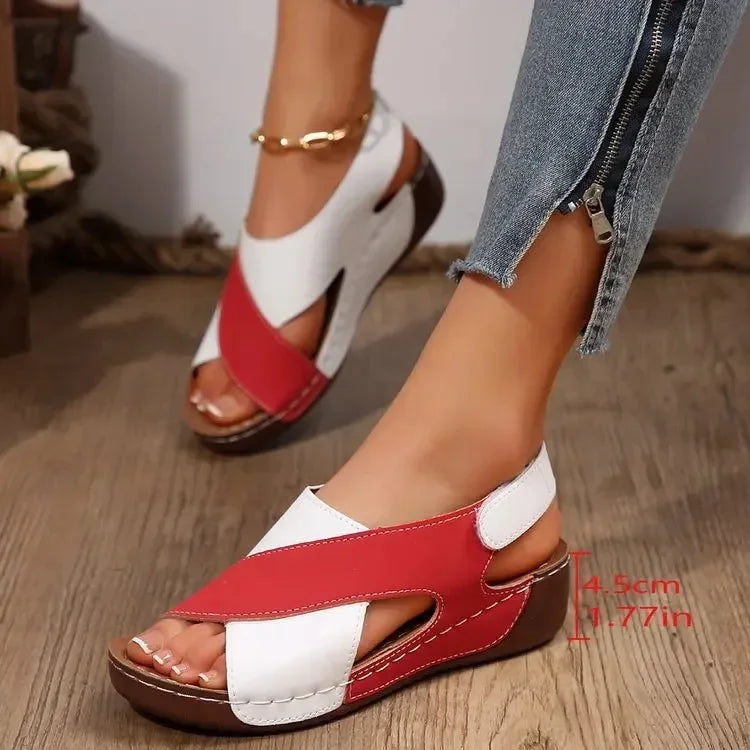 Sandales à talons compensés de grande taille transfrontalières pour femmes, nouvelle bande magique légère, vêtements d'extérieur, Style décontracté, été