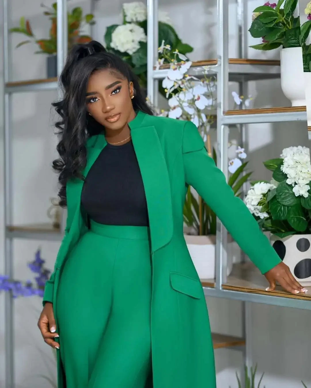 Ensemble femme manches longues x-long Blazer manteau + pantalon Long costume 2025 printemps Streetwear deux 2 pièces ensemble afrique OL tenues de travail