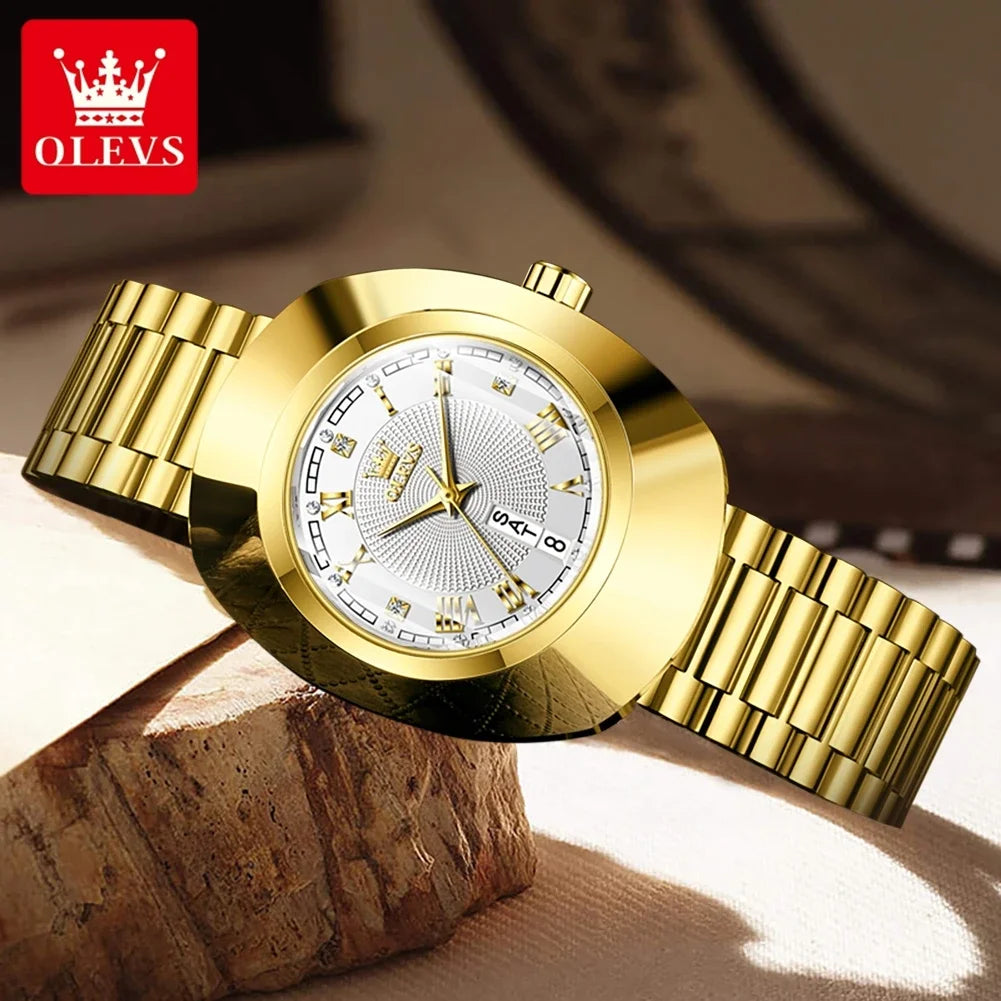 OLEVS Top marque de luxe montre pour femme élégante mode or acier inoxydable montres pour femmes calendrier étanche montre-bracelet à Quartz