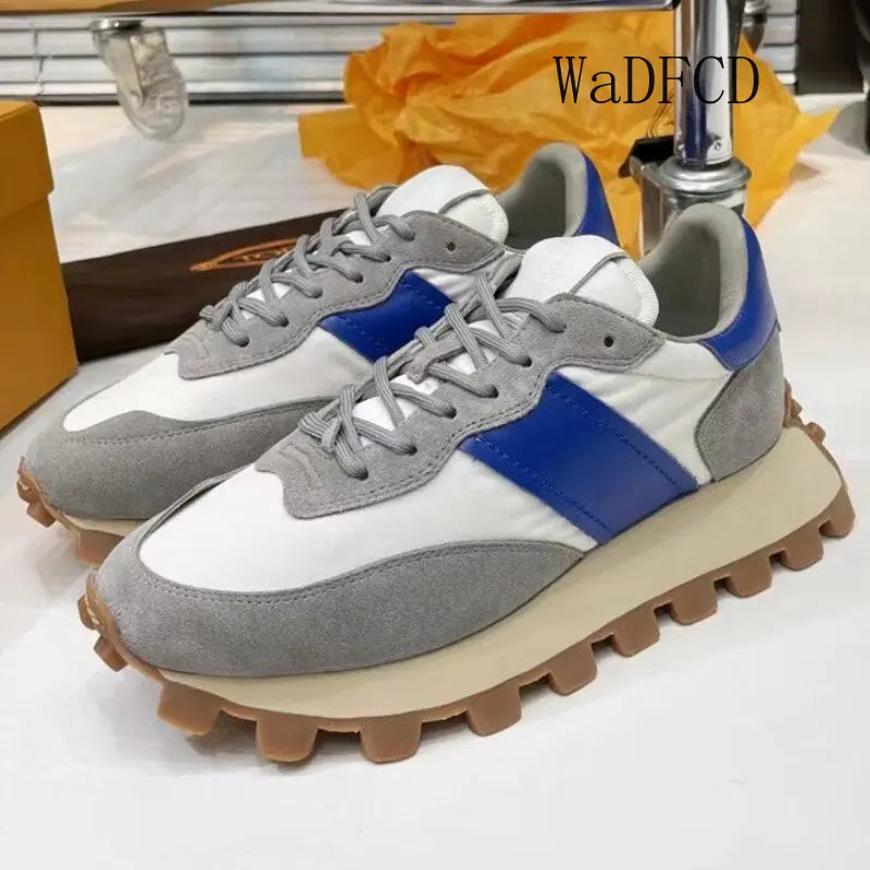 Chaussures de course rétro en daim pour femmes, baskets épaisses, tissu respirant, chaussures de sport à plateforme plate, mode décontractée, recommande une augmentation