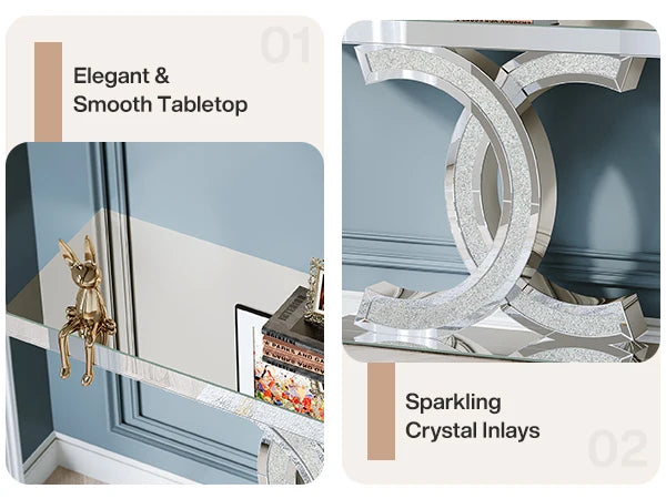 Tribesigns-Table d'entrée dorée, canapé moderne en imitation marbre, avec pieds géométriques en métal, 39 pouces