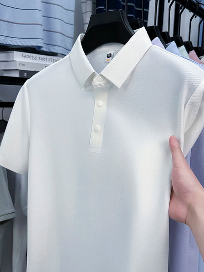 2025 Chemise polo gaufrée sportive pour hommes |   Tailles supérieures de Tennis de Golf évacuant l'humidité S-5XL, boutons-pression, antibactérien 7A de haute qualité