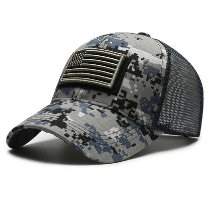 Casquette de Baseball Camouflage drapeau américain pour hommes, tactique respirante en plein air, chapeau à visière d'alpinisme réglable et élégant