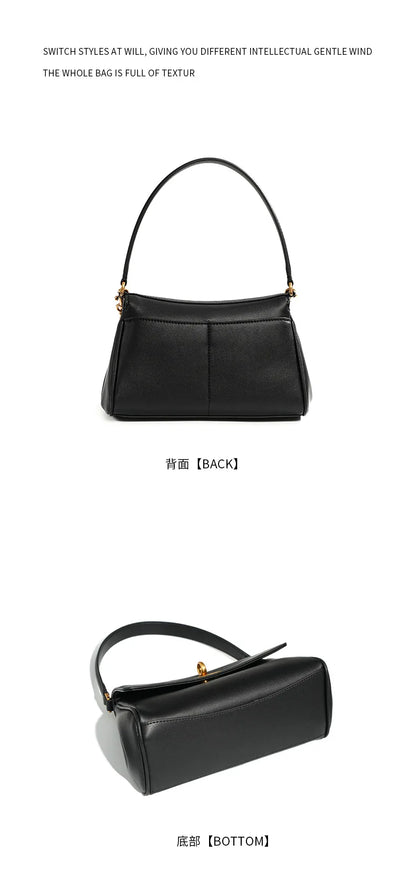 Sac à bandoulière en cuir de vache pour femmes, avec chaîne, petit Design, sac à main haut de gamme pour employés de bureau, accessoire de mode à bandoulière unique