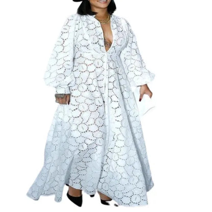 Robe Longue Blanche Élégante pour Femme, Tenue de Vacances, Mode Décontractée, Amissié, Manches sulf, Grande Taille, Style Boho Maxi