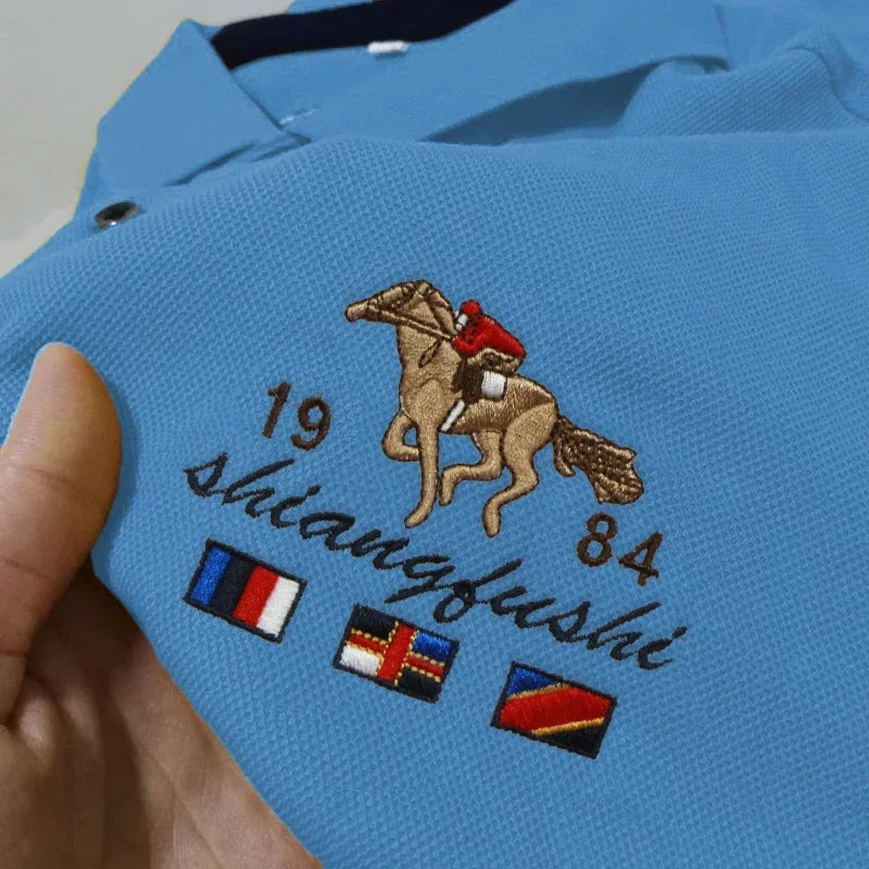 Polo brodé pour homme, haut respirant et confortable, mode décontractée