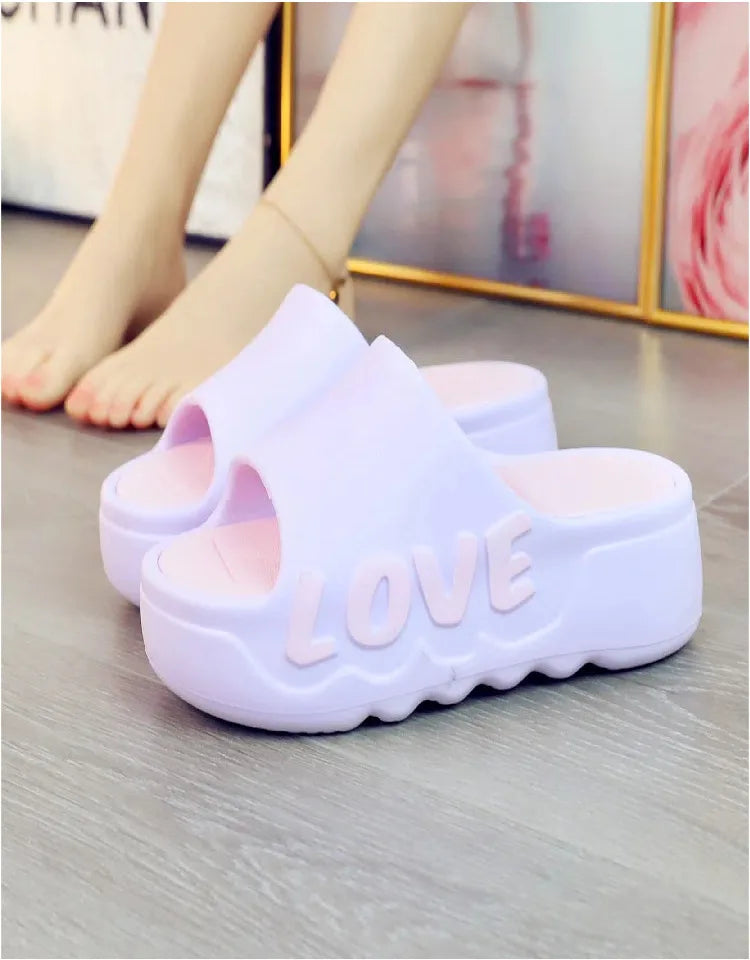 Feerldi nouveau 2025 blanc rose nœud papillon pantoufles femme haute plate-forme EVA diapositives sandales de créateur sabots de plage femmes ascenseur chaussure