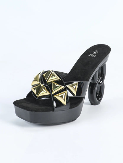 Pantoufles à plateforme pour femmes, style étrange, fretwork, talons hauts, carré, Parker, sandales évidées, chaussures d'été pour femmes, nouveau, 2025, 12cm