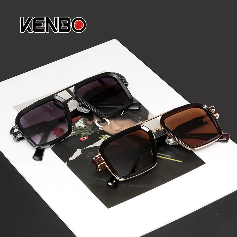 2025 Steam Punk lunettes De soleil rétro carré hommes femmes mode Double faisceau lunettes unisexe cadre en métal nuances à la mode Oculos De Sol