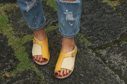 Femmes sandales chaussures d'été pour femmes rétro en cuir PU Peep Toe femmes pantoufle 2025 nouvelle plage boucle sangle plat Sandalias De Mujer