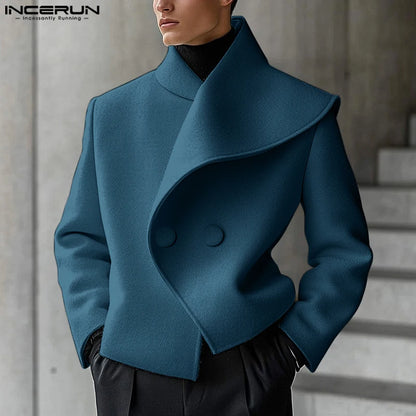 Y-INCERUN-Blazer à Manches sulfDécontracté pour Homme, Col Trempé, Couleur Unie, Assressenti, Nouveau, 2025