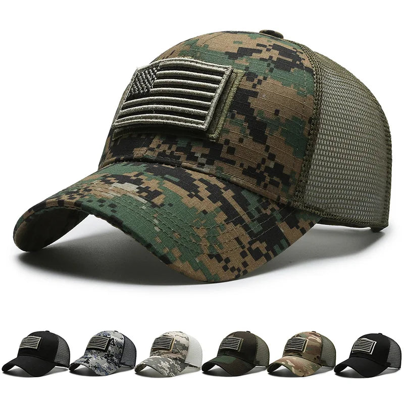 Casquette de Baseball Camouflage drapeau américain pour hommes, tactique respirante en plein air, chapeau à visière d'alpinisme réglable et élégant