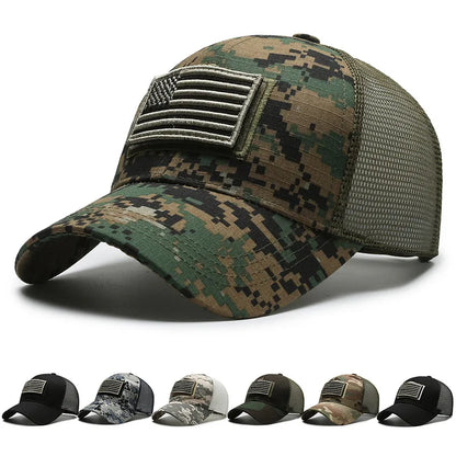 Casquette de Baseball Camouflage drapeau américain pour hommes, tactique respirante en plein air, chapeau à visière d'alpinisme réglable et élégant