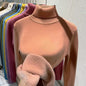 Pull épais à col haut pour femme, haut d'hiver chaud et doux, couleur unie, vêtements intérieurs, chemise à bascule, nouvelle collection 2025