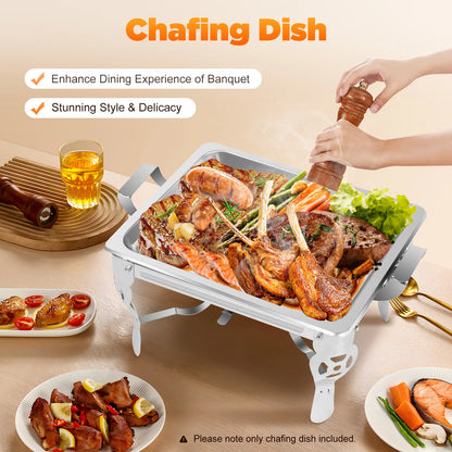 Réchaud/couvercle en acier inoxydable 6L, récipient chauffant pour Catering, Buffet de fête, poêle carré en libre-Service