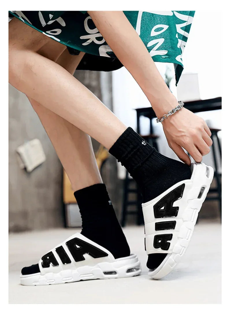 Été nouveaux hommes PU Air pantoufles à la mode grande taille Style coréen décontracté à la mode polyvalent vêtements d'extérieur sandales