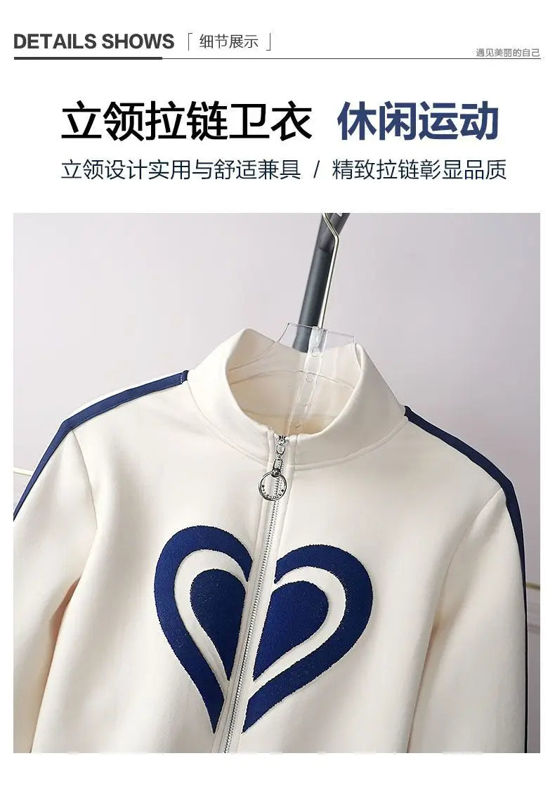 Printemps automne femmes survêtement de sport col montant fermeture éclair sweats + pantalons 2 pièces costumes dames tenues de mode vêtements de sport amples