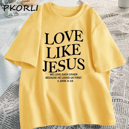 Amour comme jésus t-shirts chrétiens T-shirt religieux à base de foi décontracté à manches courtes femme vêtements Streetwear col rond vêtements