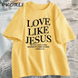 Amour comme jésus t-shirts chrétiens T-shirt religieux à base de foi décontracté à manches courtes femme vêtements Streetwear col rond vêtements