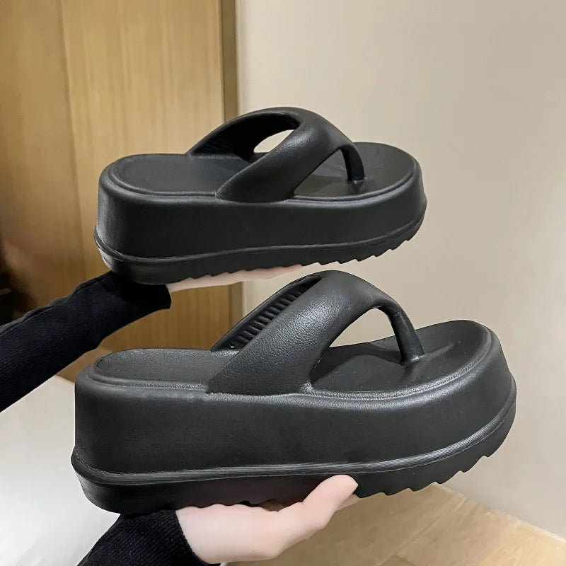 Bebealy-Pantoufles d'Été à Talons Profonds pour Femme, Chaussures de Plage Souples, Semelle Optique Extérieure, Nuage Non Ald