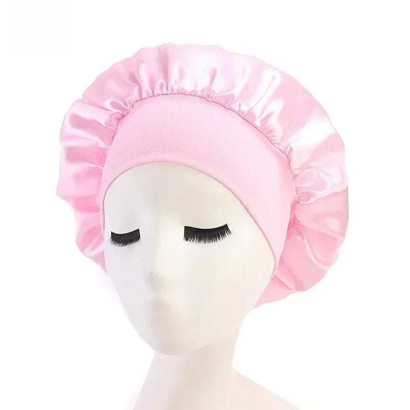 Bonnet en Satin réversible pour cheveux, Double couche réglable, couvre-tête pour dormir, accessoires de coiffure bouclés et élastiques