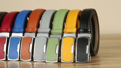 Ceinture de mode coréenne pour femmes, fine, étroite, art, couverture de taille, blanc, orange, bleu, vert, jaune, rouge, designer, ceinture automatique, nouveau