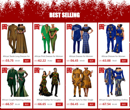 Robes africaines pour femmes, tenues de Couple assorties, Bazin Riche Dashiki, Slim, imprimé pompon, longues robes de fête Y23C009