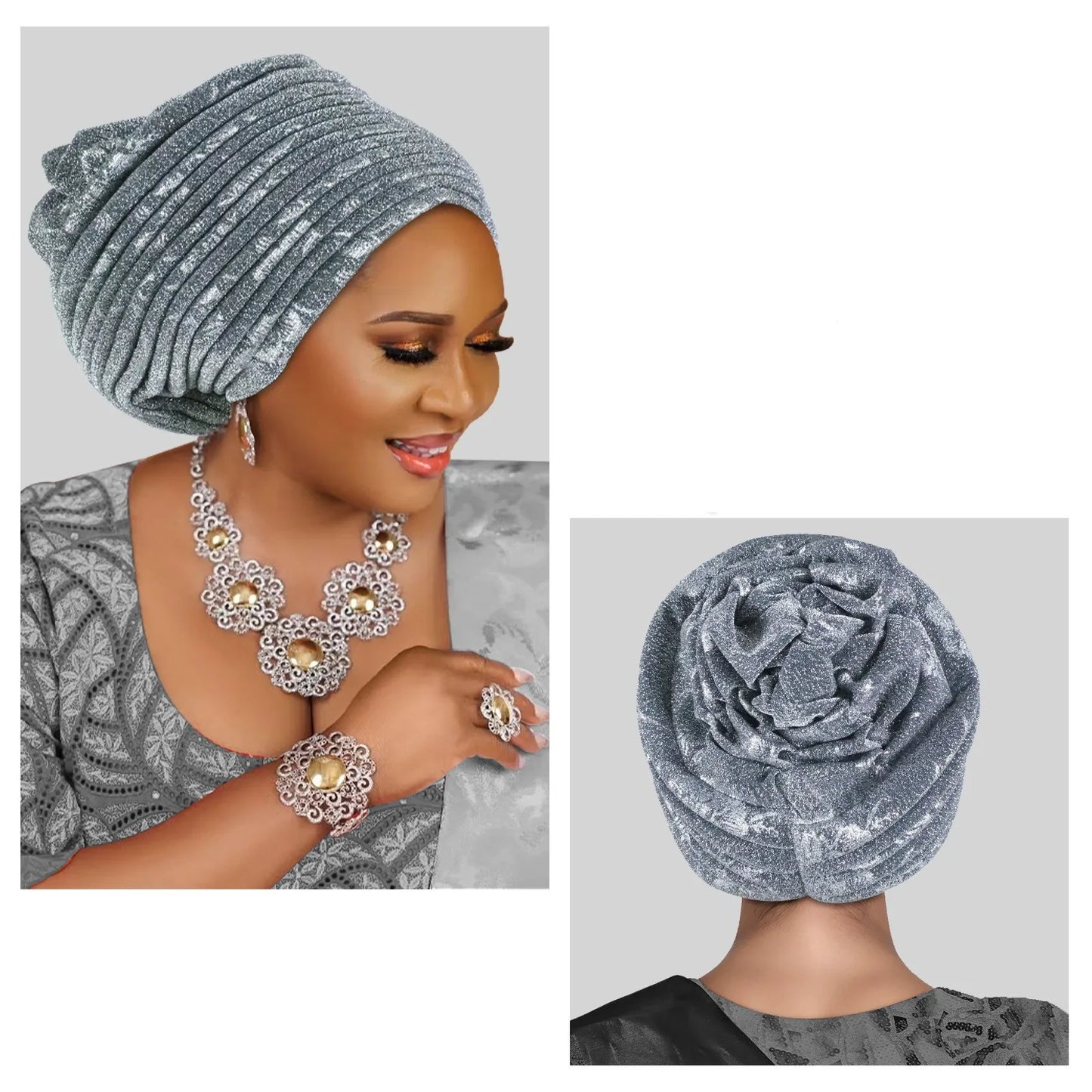 Turban Plissé pour Femme, Cravate de Sauna, ixde Mariage Africain, Nigeria, 2025