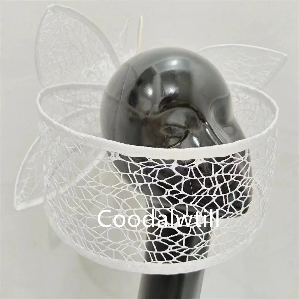 Fascinateur de mariage blanc pour femme, voile pour mariée, pièce de sauna de mariage, pince à cheveux pour femme, derby, fête, thé, Gatineau, casquette inery