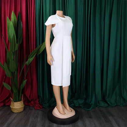 FairyShely-Robe drapée à manches courtes pour femmes, robe de soirée sexy, grande taille, monochromatique, grandes robes à volants pour dames, robe curvy serrée, 2025