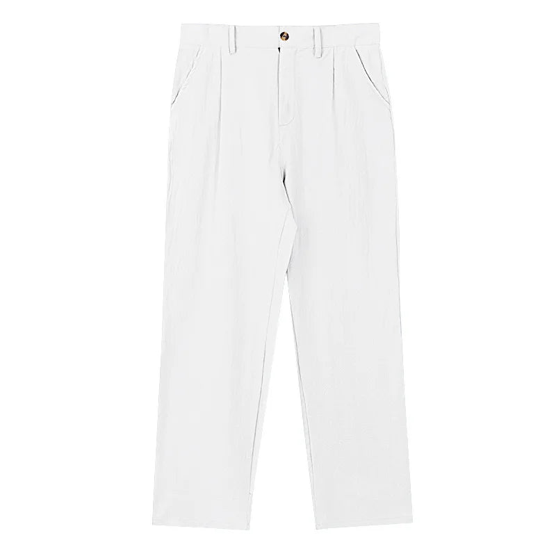 BERAKAH SUPRÊME – pantalon de costume décontracté en lin pour hommes, couleur unie, nouvelle mode, pantalon de plage à jambes larges, européen et américain