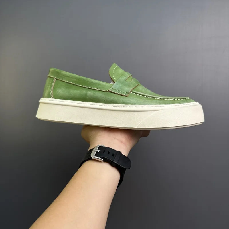 DOYUTIG-Chaussures à enfiler en cuir véritable pour hommes, chaussures de planche décontractées rétro pour hommes, baskets chimneakers de printemps et d'automne, marque de mode masculine, SG009