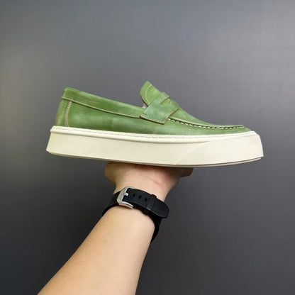 DOYUTIG-Chaussures à enfiler en cuir véritable pour hommes, chaussures de planche décontractées rétro pour hommes, baskets chimneakers de printemps et d'automne, marque de mode masculine, SG009