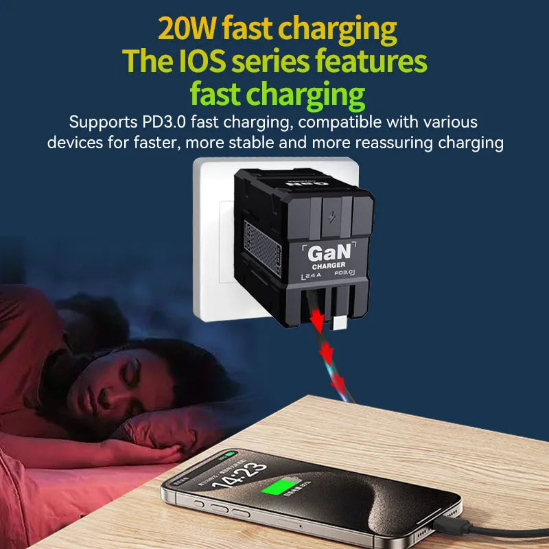 GaN 20W charge rapide PD3.0 chargeur Type C éclairage pour iPhone 12 13 Samsung Huawei Xiaomi téléphone portable prise ue/US chargeur mural